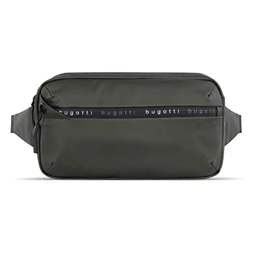 bugatti Blanc Bauchtasche - Hüfttasche für Reisen und Sport, Olive - Gürteltasche mit viel Platz (26 x 5,5 x 13,5 cm) für Geldbörse und Smartphone. Verstellbarer Hüftgurt (75-160 cm) und abwaschbares Material für einfache Reinigung.