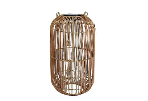 Dekorative Rattan-Optik Laterne mit 2 Solar-Birnen 22x38cm von formano