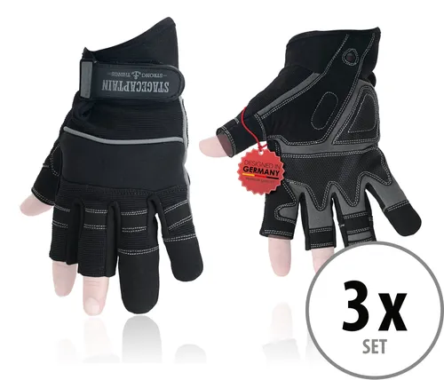 Stagecaptain RGL-2F Rigger Handschuhe Größe M 3x Set - Arbeits- & Schutzkleidung, 3 Paar weiche Kunstlederhandschuhe mit verstärkter Handinnenfläche für optimalen Grip und Sicherheit.