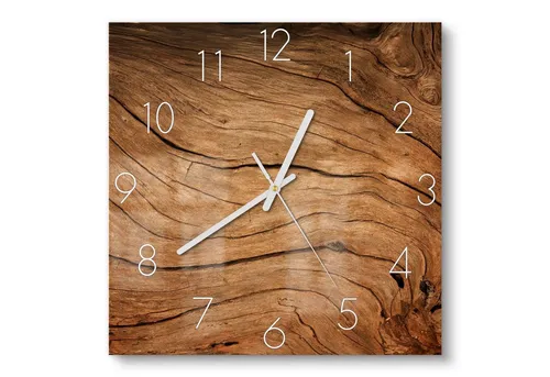 DEQORI Glasuhr | 30x30 cm | Detaillierte Holzmaserung von DEQORI
