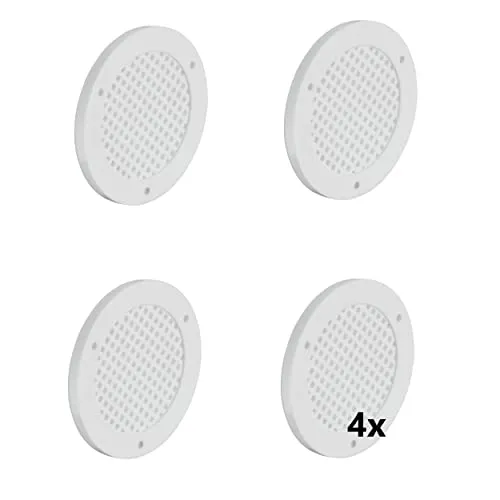 Gedotec Lüftungsgitter rund zur Entlüftung | 4 Stück Abluft-Gitter weiß 60 mm | Innen und Außen | BREATHE | Luftrosette perforiert flach aus Kunststoff | zum Einlassen und Nageln | Belüftungsgitter