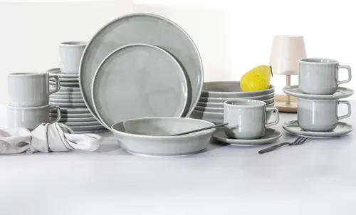 CreaTable, 24758, Chef Collection Grau, Kombiservice 30-tlg, Porzellan