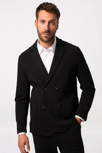 JP 1880 Herren große Größen FLEXNAMIC® Jersey Sakko schwarz 7XL - Elegantes doppelreihiges Sakko in Übergröße bis 8XL. Der Spezialschnitt und das FLEXNAMIC® Material garantieren höchsten Tragekomfort und Bewegungsfreiheit. Ideal für Business und Smart Casual Outfits.