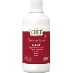 CHEF Flüssiges Konzentrat Rind 1L - Intensiver Rindgeschmack - Fertigsaucen: Flüssiges Konzentrat für köstliche Brühen und Bratensaucen mit intensivem Rindgeschmack, perfekt für schnelle und leckere Gerichte.