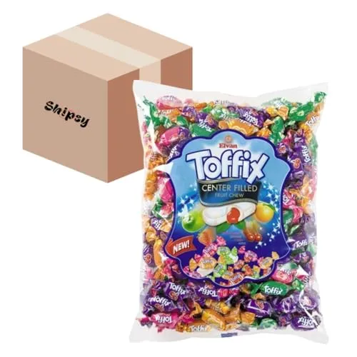 Elevan Toffix Fruchtbonbons gefüllt mit 100% Fruchtsaft 1kg Shipsy Box