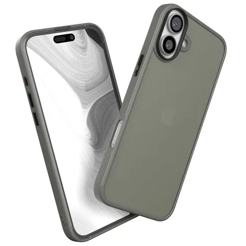 Handyhülle für Apple iPhone 16 Plus Silikon Bumper Case Matt Cover Outdoor Grau