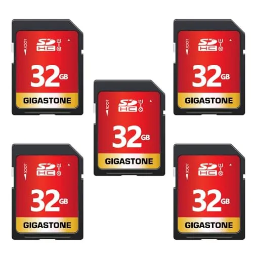 Produktbild GIGASTONE 32GB SDHC Speicherkarte 5er-Pack, UHS-I U1 Klasse 10, bis zu 80 MB/s für Digitalkameras Canon Sony Nikon Olympus PC