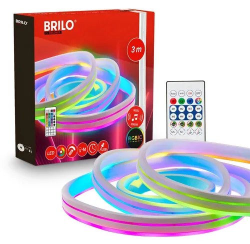 Briloner LED Band Fernbedienung 3m 8W RGBIC Farbwechsel Musiksensor Weiß