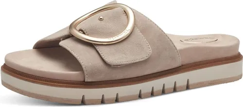 Tamaris COMFORT Pantolette Sandale beige 40 EU - Pantoletten in Größe 40 EU, bequem mit 2.5 cm Absatzhöhe, aus hochwertigem Leder und Textil, ideal für stilvolle Sommerlooks.
