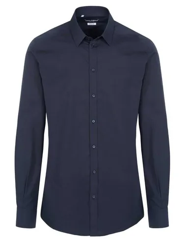 DOLCE & GABBANA Langarmhemd G5EJ0T FU5K9 19 - Elegantes Langarmhemd aus 100% weicher Baumwolle, hochwertig verarbeitet mit figurbetonter Passform und stilvollem Kentkragen. Ideal für besondere Anlässe.