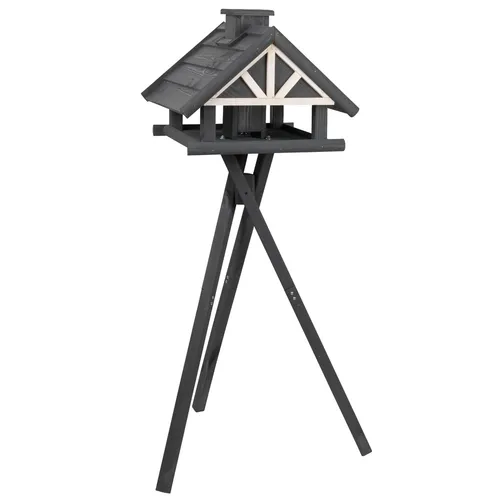 Vogelhaus Valla mit Kreuzstandfuß, grau/weiß in grau von VOSS.garden