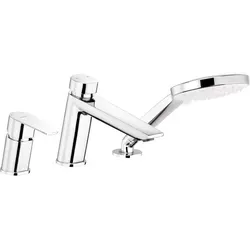 Wannenarmatur, 3 Löcher Mischer Chrom - Bad- & Duscharmatur aus hochwertigem Messing mit beweglichem Aerator für flexiblen Wasserstrahl und einfache Montage dank Montagehülse.