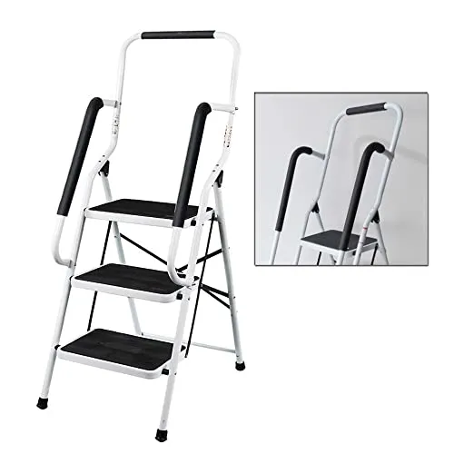 3-stufige tragbare Stahlleiter mit Sicherheits-Handlauf