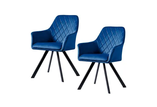 SVITA Esszimmerstuhl MASON 2er-Set - Elegante Esszimmerstühle mit gepolsterten Armlehnen und strapazierfähigem Samtbezug in Ozeanblau, ideal für stilvolle Essbereiche.