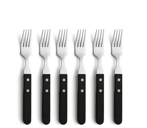 Amefa Steakbesteck PIZZA (6-tlg), 6 Personen, Edelstahl, Pakkaholz, scharfe, gezackte Klinge