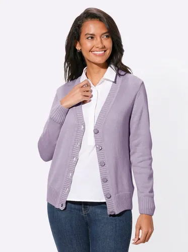 Witt Strickjacke Langarm Materialmix in Lila Größe 40 - Stylische Strickjacke aus 50% Baumwolle und 50% Polyacryl, ideal für den Alltag. Pflegeleicht und in trendigem Flieder, sorgt sie für einen eleganten Look.