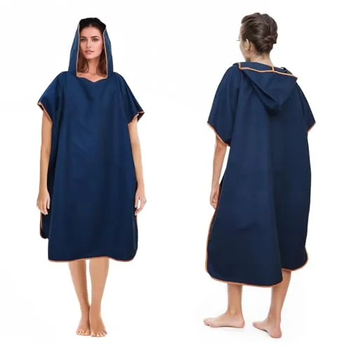 Pameil Badeponcho Damen& Herren,Poncho Handtuch,Mikrofaser-Surf Poncho (Dunkelblau)