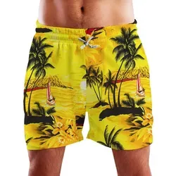 King Kameha Badeshorts Surf Funky Hawaii Bade-Shorts Mesh-Einsatz Verschluss Kordelzug Mit integriertem Mesh-Innenslip für extra Komfort gelb XL