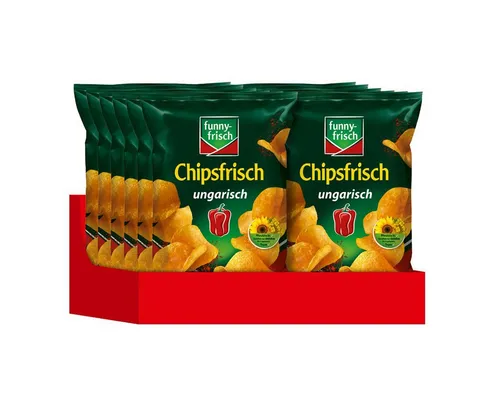 funny-frisch Knabberei, funny frisch Chipsfrisch ungarisch mit rauchigem Paprika 40g 12er Pack