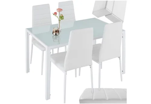 tectake® 5-teiliges Esszimmergruppe mit Kunstlederbezug von tectake