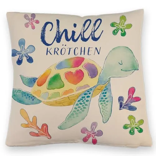 speecheese Chillkrötchen Kissen mit Leinenoptik
