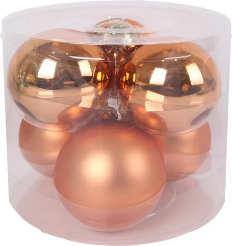 TrendLine Weihnachtskugeln aus Glas Ø 8 cm brandy-braun 6 Stück Weihnachtskugel