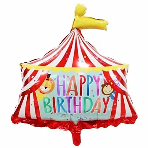 Happy Birthday Luftballons - Geniale Geschenkidee Deko für Geburtstage oder Partys Ballon Helium Folienballon klein mit für Kinder Dekoration Partydeko JGA Geschenkidee - Zirkuszelt, 66 x 71 cm
