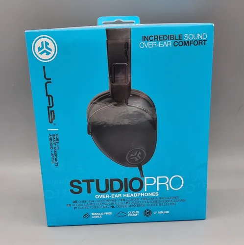 JLAB Studio Pro Over-Ear Kopfhörer - Kabelgebunden mit Cloud Foam Polstern, verwicklungsfreies Nylonkabel und kräftiger Klang mit 40mm Treibern
