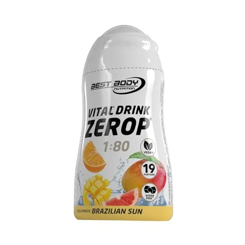 Best Body Nutrition Vital Drink ZEROP - Brazilian Sun, Original Getränkekonzentrat - Sirup - zuckerfrei, 1:80 ergibt 19 Portionen Fertiggetränk, 48 ml