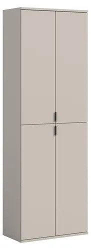 Hochschrank PROJEKT X in Kaschmir (B/H/T: 61/193/34 cm) - Stylischer Hochschrank in Kaschmir Melamin, ideal für Flur und Schlafzimmer. Mit 4 Türen und 7 Einlegeböden bietet er optimalen Stauraum und vereint modernes Design mit Funktionalität.