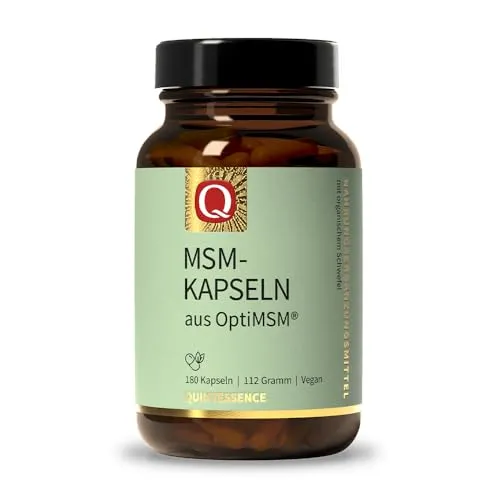 Quintessence OptiMSM® Kapseln - 180 vegane Kapseln mit reinem organischem Schwefel - Mineralstoffe - Hochreines OptiMSM® für Ihr Wohlbefinden, ideal für Veganer und Sportler, ohne Gentechnik und Zusatzstoffe.