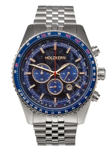 Holzkern Quarzuhr Chronograph Openhorizon Marmor Blau - Elegante Zeitmessung - Armbanduhren mit präzisem japanischen Quarzwerk, Zifferblatt aus blauem Marmor und wasserdicht bis 5 bar - ideal für stilbewusste Männer.