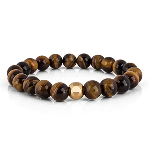 Akitsune Globae Perlen-Armband - Elegantes Tigerauge für Damen und Herren - Armschmuck in Bijouterie, einzigartiges Halbedelstein-Armband mit 8 mm Perlen, 30 Tage Rückgaberecht, klimaneutral und stilvoll, das perfekte Geschenk für jeden Anlass.