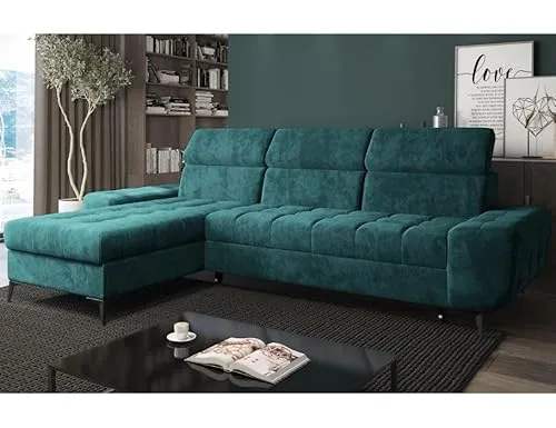 Easy4You Ecksofa Como Türkis L-Form – 283x101x175 cm in türkis von Easy4You