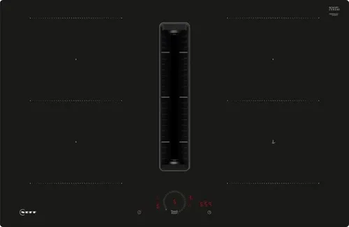 V58NHQ4L0 Muldenlüfter Induktion 80cm - Kochfeld mit rahmenlosem Design und TwistTouch-Bedienung, ausgestattet mit HomeConnect für smarte Steuerung und Bratsensor für perfektes Kochen.