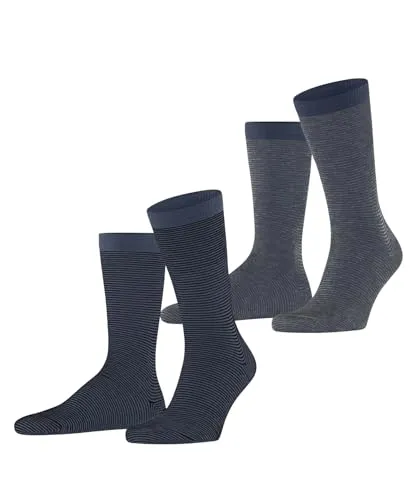 ESPRIT Herren Socken Allover Stripe Multipack M So Baumwolle gemustert 2 Paar, Blau Marine Jeans 0100, 43-46