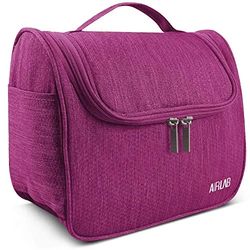 Kulturbeutel zum Aufhängen, Airlab Kulturtasche mit Tragegriff und Haken, Größe: 24 x 19,5 x 12,5cm, Rosa