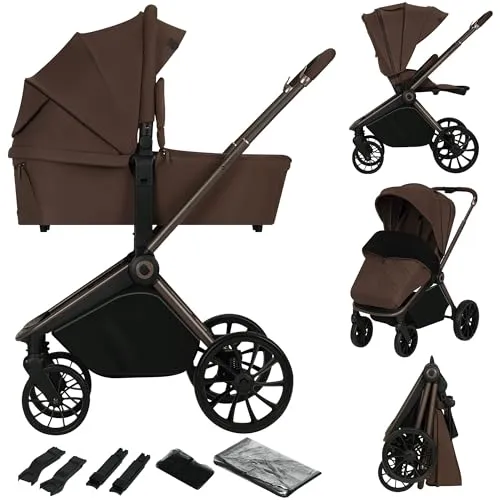 LIONELO MIKA PLUS 2-in-1 Buggy für Babys und Kleinkinder bis 22 kg - Multifunktionaler Buggy mit Babywanne, verstellbarer Rückenlehne und Dämpfung für optimalen Komfort. Mit 360° drehbaren Rädern und wasserdichtem XXL-Verdeck für jede Gelegenheit.