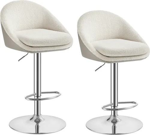 VASAGLE Barhocker 2er Set, höhenverstellbar & 360° drehbar in weiß von VASAGLE