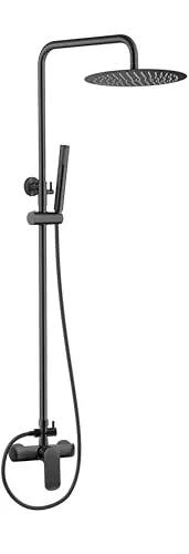VALAZ Duschsäule Einhebelmischer Schwarz Matt – Elegante Duschstange mit Brause