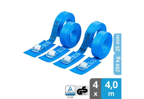 valonic Spanngurt Spanngurte Klemmschloss SG-505 (4 Stück) in blau von valonic