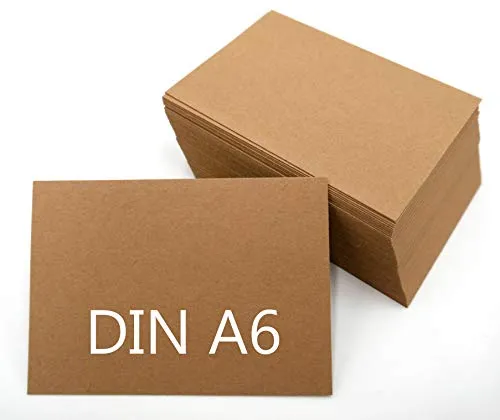 DIN A6 Blanko Kraftpapier Postkarten Karteikarten Set braun zum Selbstgestalten 225 & 300g/m² Bastelkarton (50 Blatt 225g/m²)