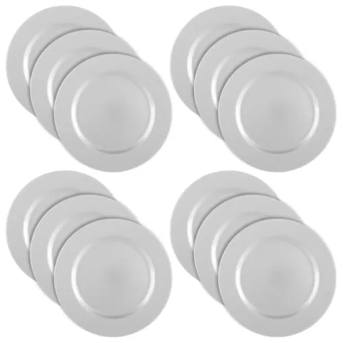 com-four® 12x glänzende Platzteller - wiederverwendbare Unterteller als Tischdekoration - edle Dekoteller für Hochzeit, Familienfeier, Weihnachten - Ø 33 cm Servierplatten
