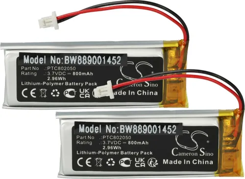 vhbw 2x Akku Ersatz für Sena XK701953, PTC802050 für Wireless Headset Kopfhörer (800 mAh, 3,7 V, Li-Polymer)