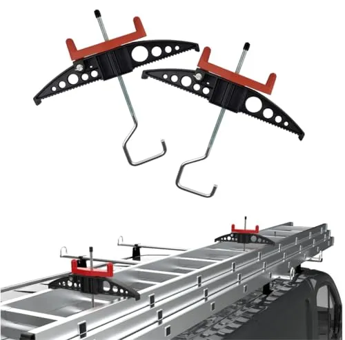 Autorack Products® Leiterhaken Dach [Passend für 55–82 mm Stangen] – inkl. Easy-Clamp Halterung – Leiterhalter – Dachträger Halterung (Sicher & Schnell montiert)