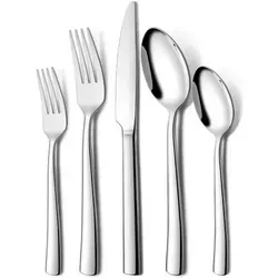Edelstahl Besteckset 30-teilig für 6 Personen mit quadratischen Kanten