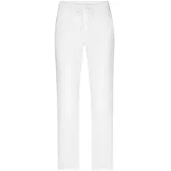 Ladies' Comfort-Pants - Bequeme Schlupfhose in Weiß, Gr. 40 - Wanderhosen mit elastischem Gummibund und Kordel, ideal für Komfort und Bewegungsfreiheit. Praktische 2 seitliche Taschen, 95°C waschbar und trocknergeeignet.