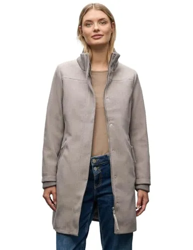 STREET ONE Wolljacke - Funktionsjacke für Damen, mit eleganten Strickelementen am Stehkragen und praktischen Zipper-Taschen – ideal für die Übergangszeit und stilvoll zugleich.