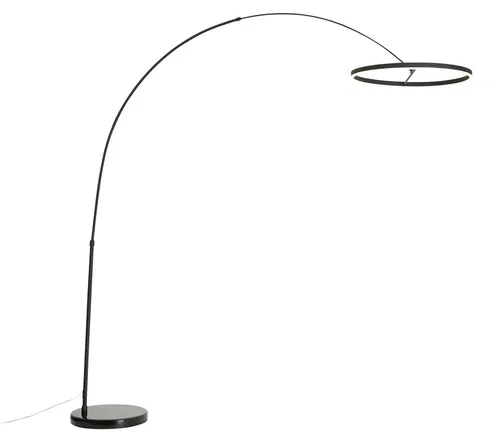 Design Bogenleuchte Anello Schwarz mit dimmbarem LED Licht