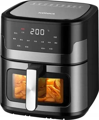 FETTFREIE Fritteuse 5,5 l 1500 W GROSSE HEISSLUFTFRITTEUSE XL-Ofen FENSTER 60 Min